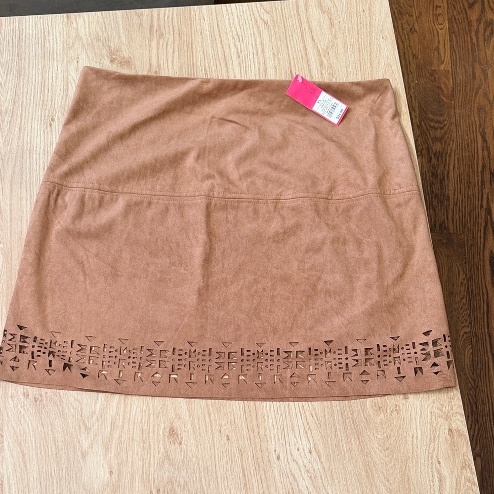 Xhilaration Tan Mini Skirt with Cut-Out Design